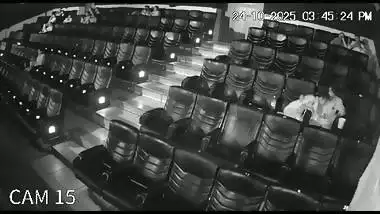 Blowjob in cinema theatre by horny girlfriend