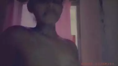 Indian plays with tits in the shower
