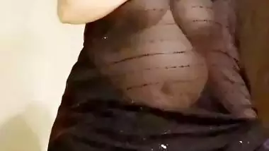 Transparent saree boobs show and naked video of busty wife