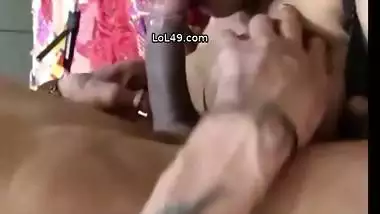 Cute wife tempting husband to suck her huge boobs