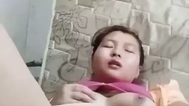 Nepali girl masturbating using big cucumber