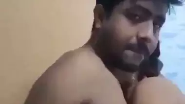 Pervert enjoys bathroom sex with his big boob GF